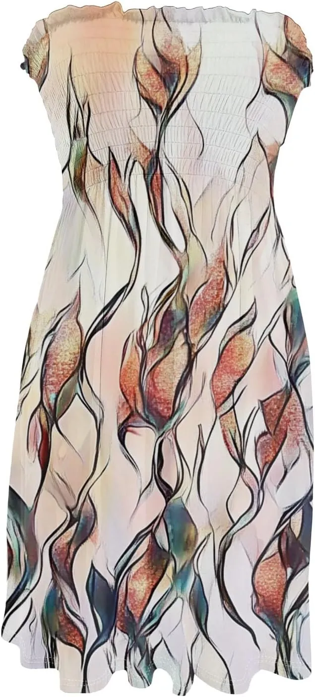 Women's 2025 Summer Tube Dresses Sexy Off Shoulder Floral Mini Dress Beach Vacation Outfit Dress Fashion