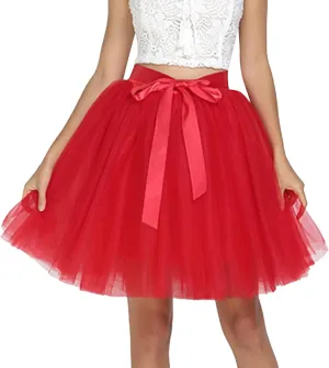 Women's A-Line High Waisted Midi Skirt Skirts for Women Trendy Lady's Princess Tutu Skirt Tulle Midi Knee Jean