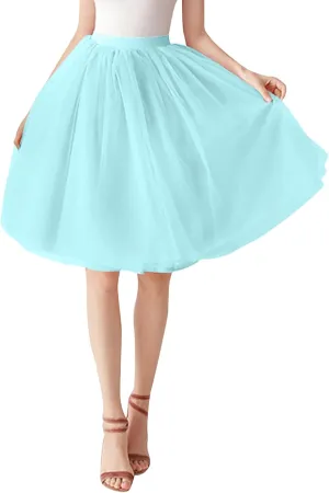 Women's A-Line High Waisted Midi Skirt Women's Tulle Skirt Short Gown Ballet Dance Dress Evening Hoop Skirt