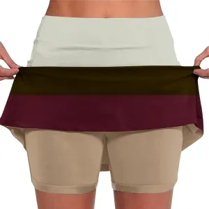 Women's Athletic Skorts Trendy High Waist Color Block Golf Skirt with Built-in Shorts Summer Running Skirts Pants