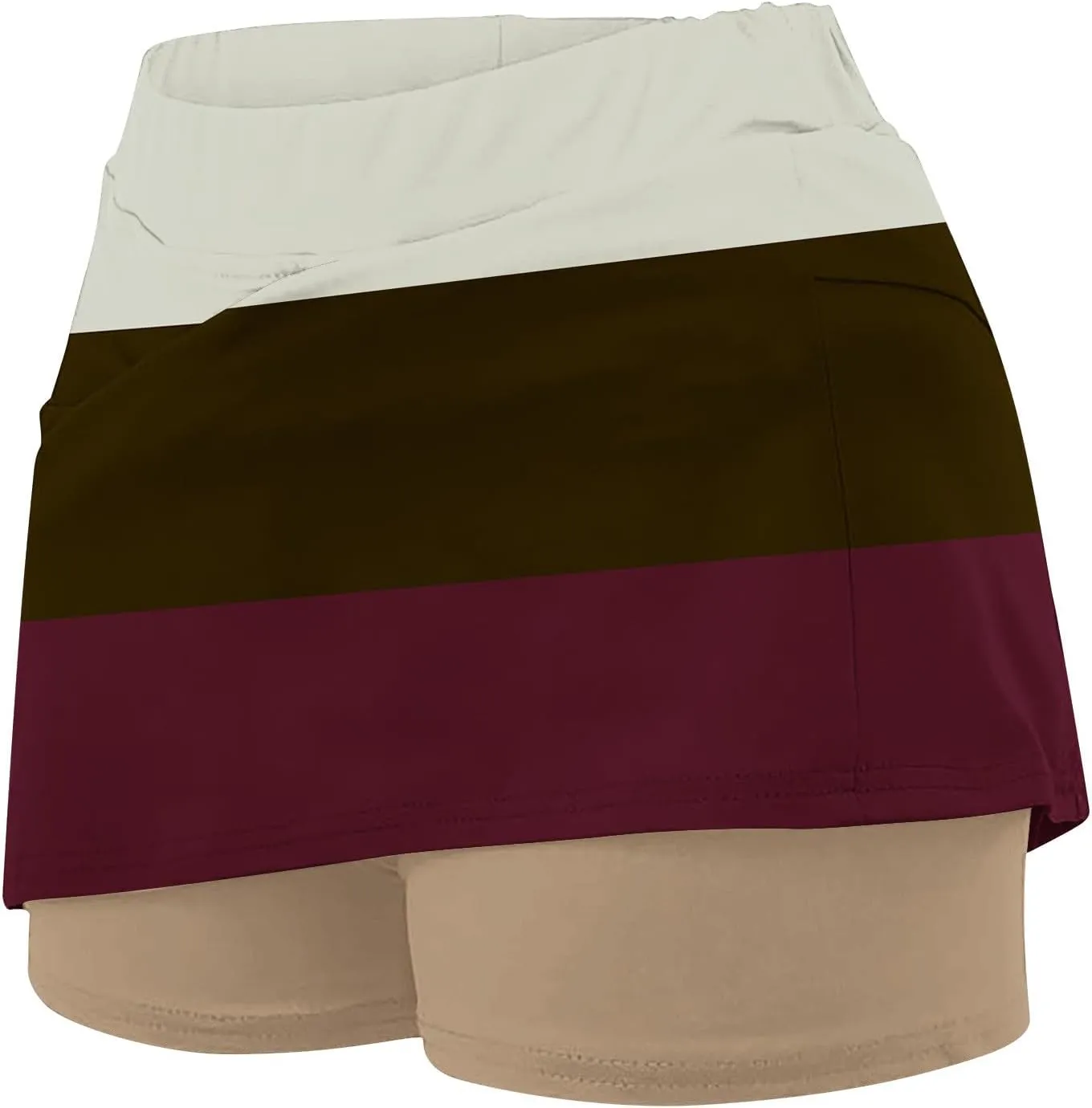 Women's Athletic Skorts Trendy High Waist Color Block Golf Skirt with Built-in Shorts Summer Running Skirts Pants