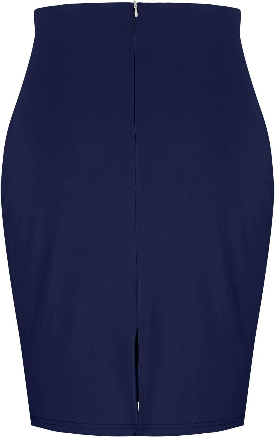 Womens Basic Pencil Skirt Knee Length Office Midi Bodycon High Waist Solid Color Dress Summer Casual Split Skirts