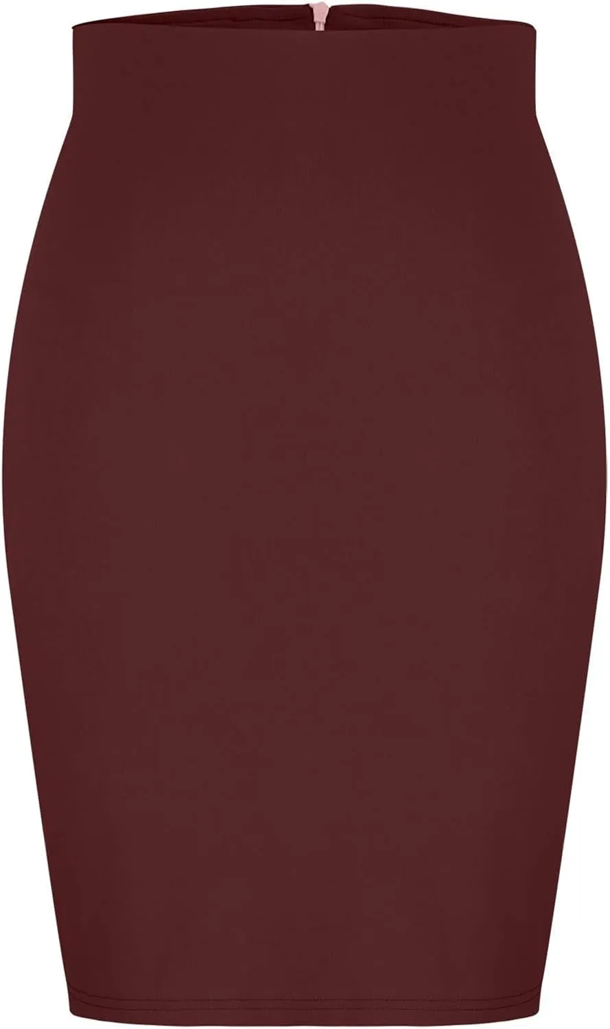 Womens Basic Pencil Skirt Knee Length Office Midi Bodycon High Waist Solid Color Dress Summer Casual Split Skirts