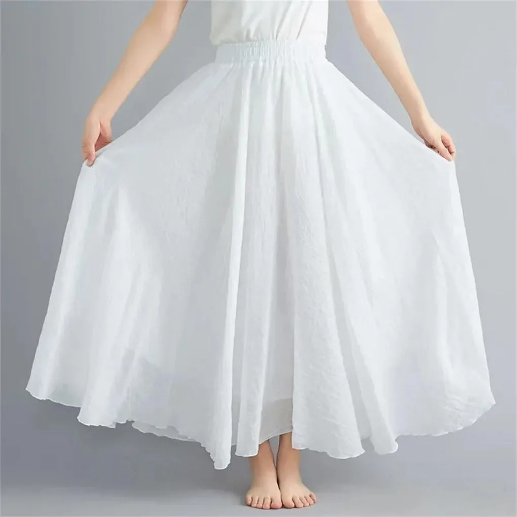 Womens Casual Maxi Skirts Fashion Solid Cotton Linen Women Skirts