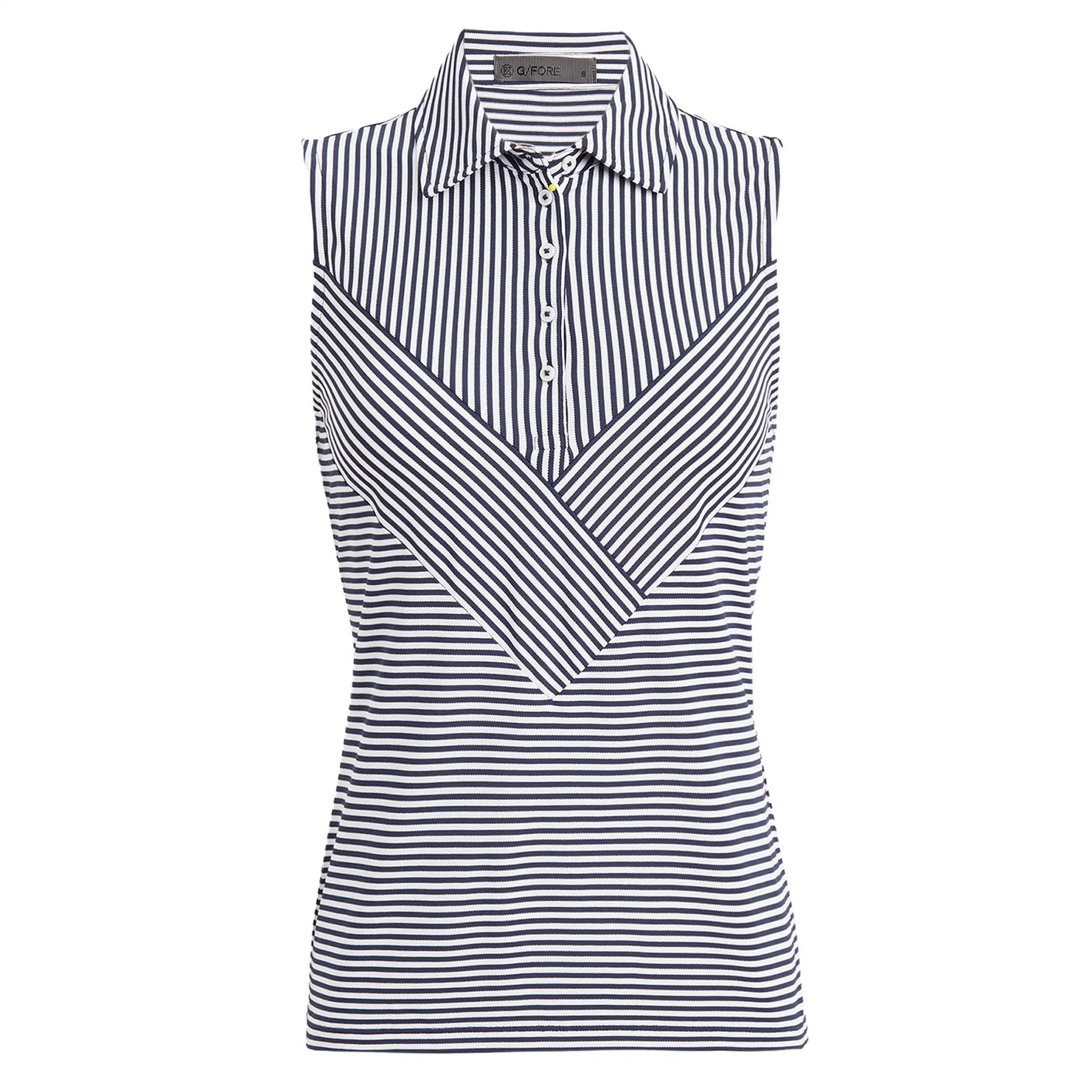 Womens Chevron Feeder Stripe Tech Pique Sleeveless Polo Twilight - SS24