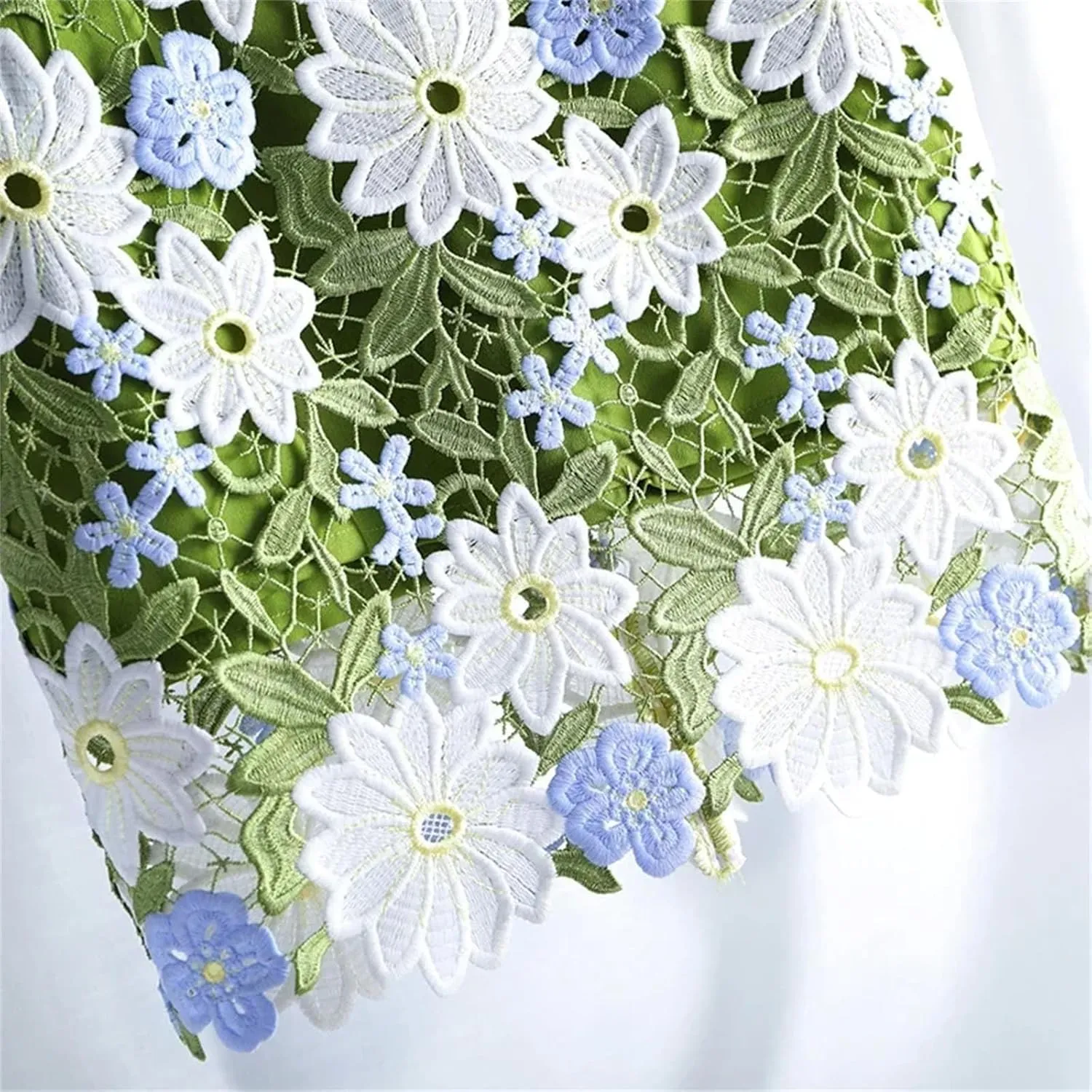 Women's Elegant Hollow Out Flower Lace Midi Skirt Holiday 2025 Summer Floral Embroidered Skirt
