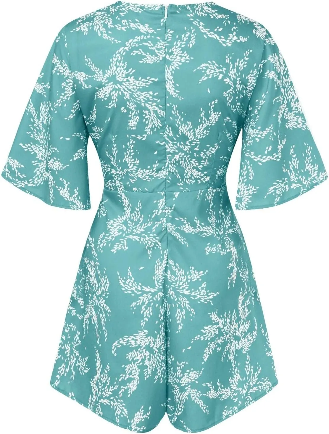 Women's Floral Dress Flowy Midi Skirts Summer Boho Beach Sundress Casual Ruffled Sleeve Waist Lace-up Romper Dresses