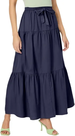 Women's Flowy Flared Ruffle Boho Long Skirt Casual a-line Bow tie Loose Trendy Summer Maxi Skirt for Women Vacation