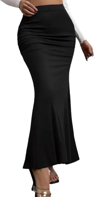 Women's High Waist Skirts Slim Bodycon Flared Midi Skirt Elasticized Waistband A Line Maxi Long Pencil Skirts