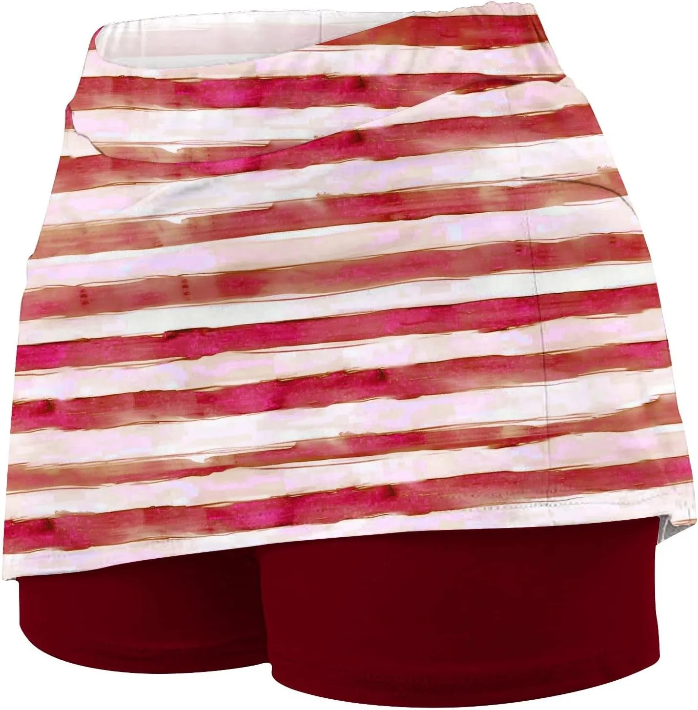 Women's High Waisted Tennis Skirts Striped Color Block Athletic Golf Skorts with Built in Shorts Workout Skirt