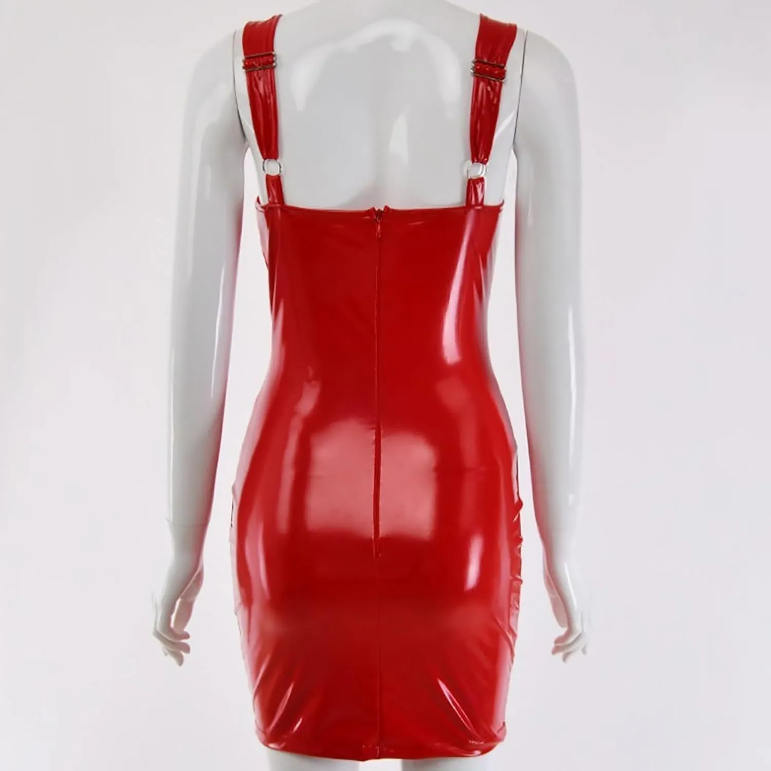 Womens Latex Mini Dress Faux Leather Bodycon Sexy Club Dresses Party Strapless Bodycon Pu Leather Ruched Latex Dress