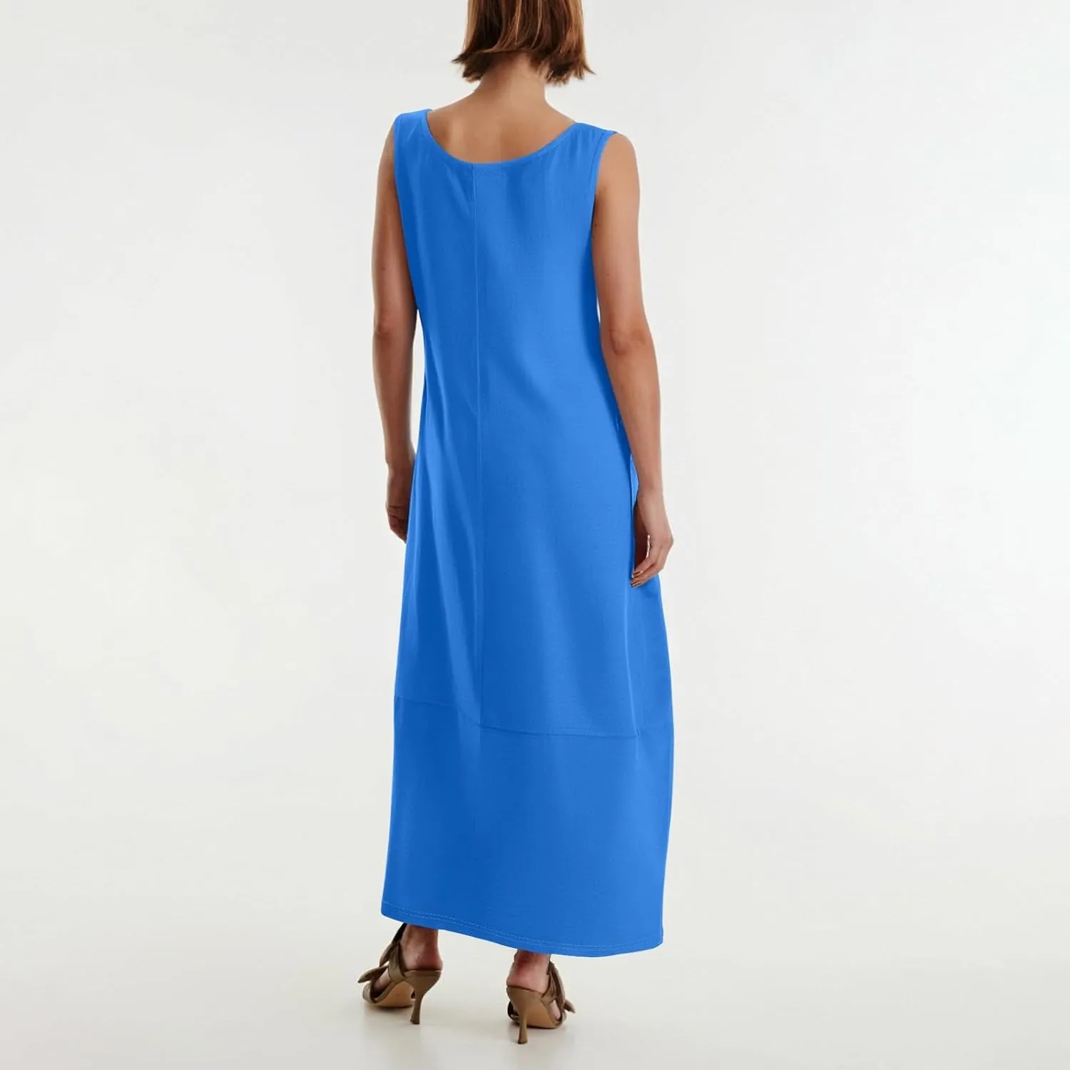 Women's Loose Casual Midi Cotton Dresses Sundress Sleeveless Beach Summer Trendy Tank Top Dress with Pockets
