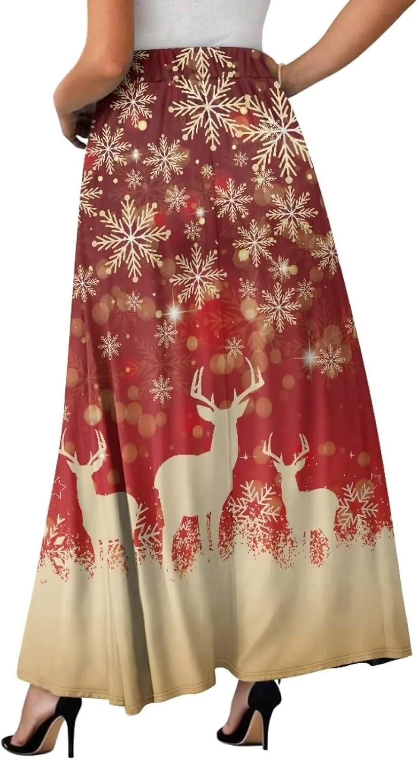 Women's Maxi Skirts High Waisted A-Line Elegant Long Skirts Flowy Swing Casual Party Skirts Dress for Party Beach