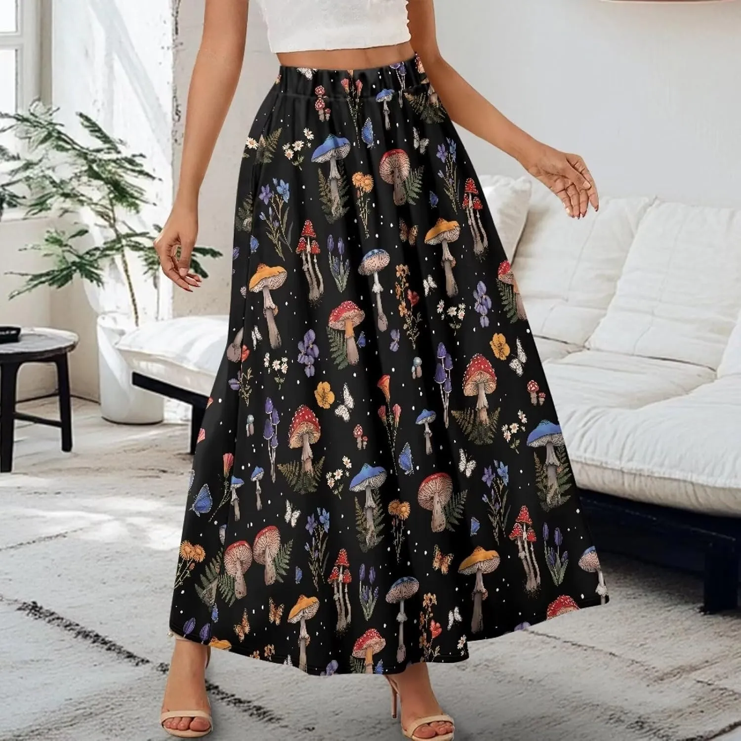 Women's Maxi Skirts High Waisted A-Line Elegant Long Skirts Flowy Swing Casual Party Skirts Dress for Party Beach