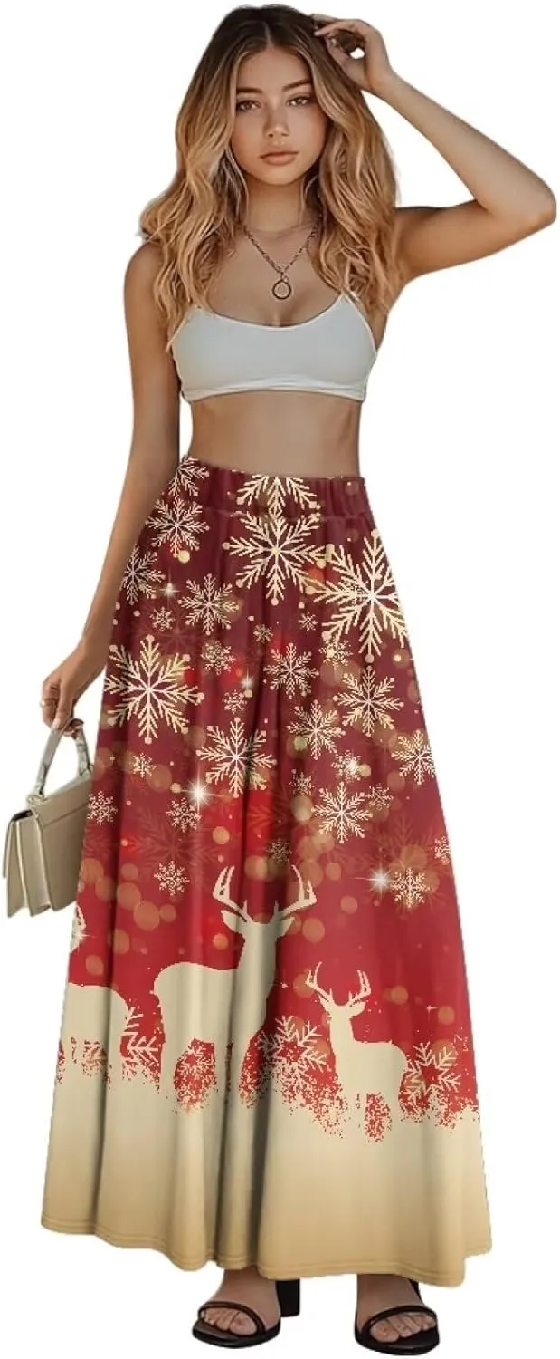 Women's Maxi Skirts High Waisted A-Line Elegant Long Skirts Flowy Swing Casual Party Skirts Dress for Party Beach
