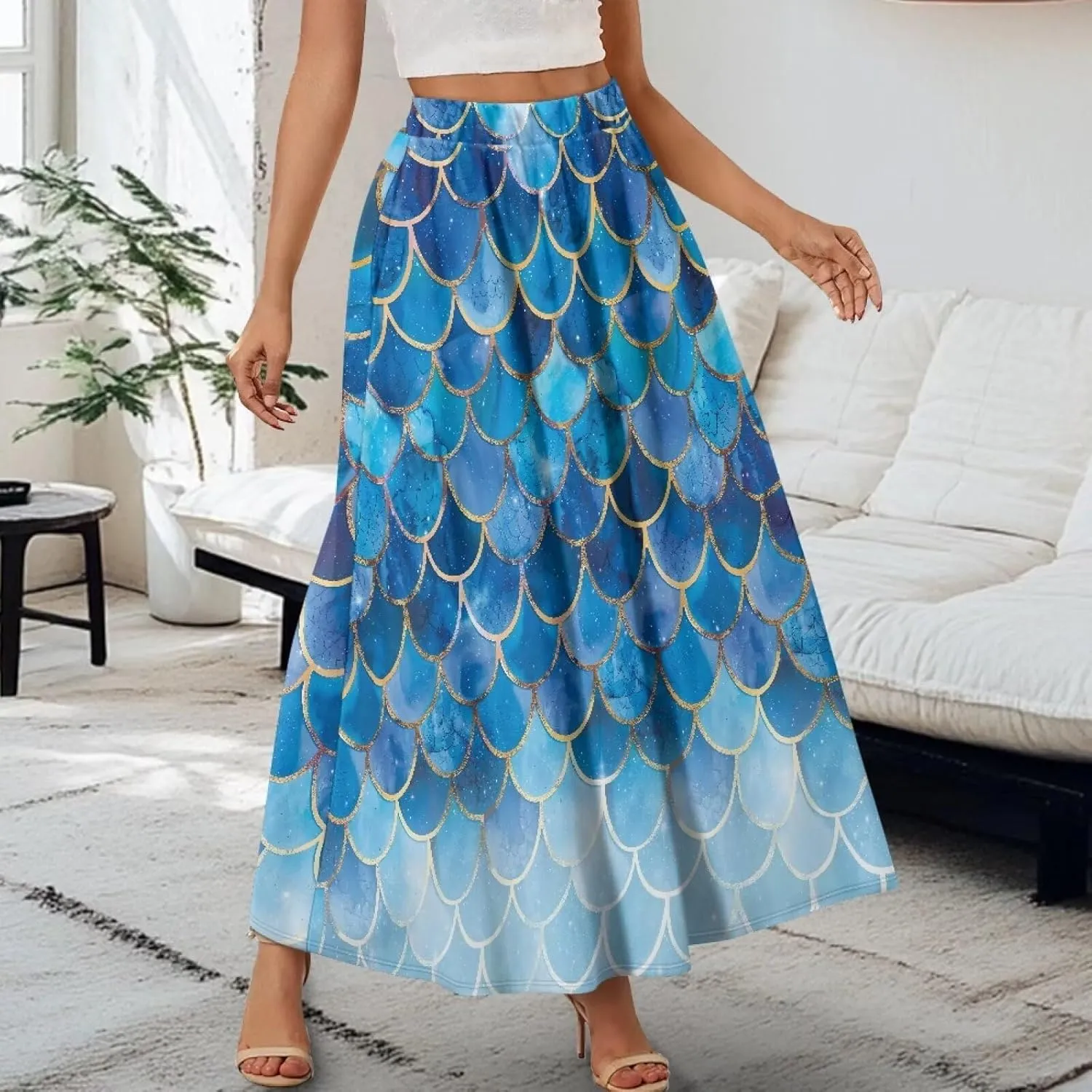 Women's Maxi Skirts High Waisted A-Line Elegant Long Skirts Flowy Swing Casual Party Skirts Dress for Party Beach