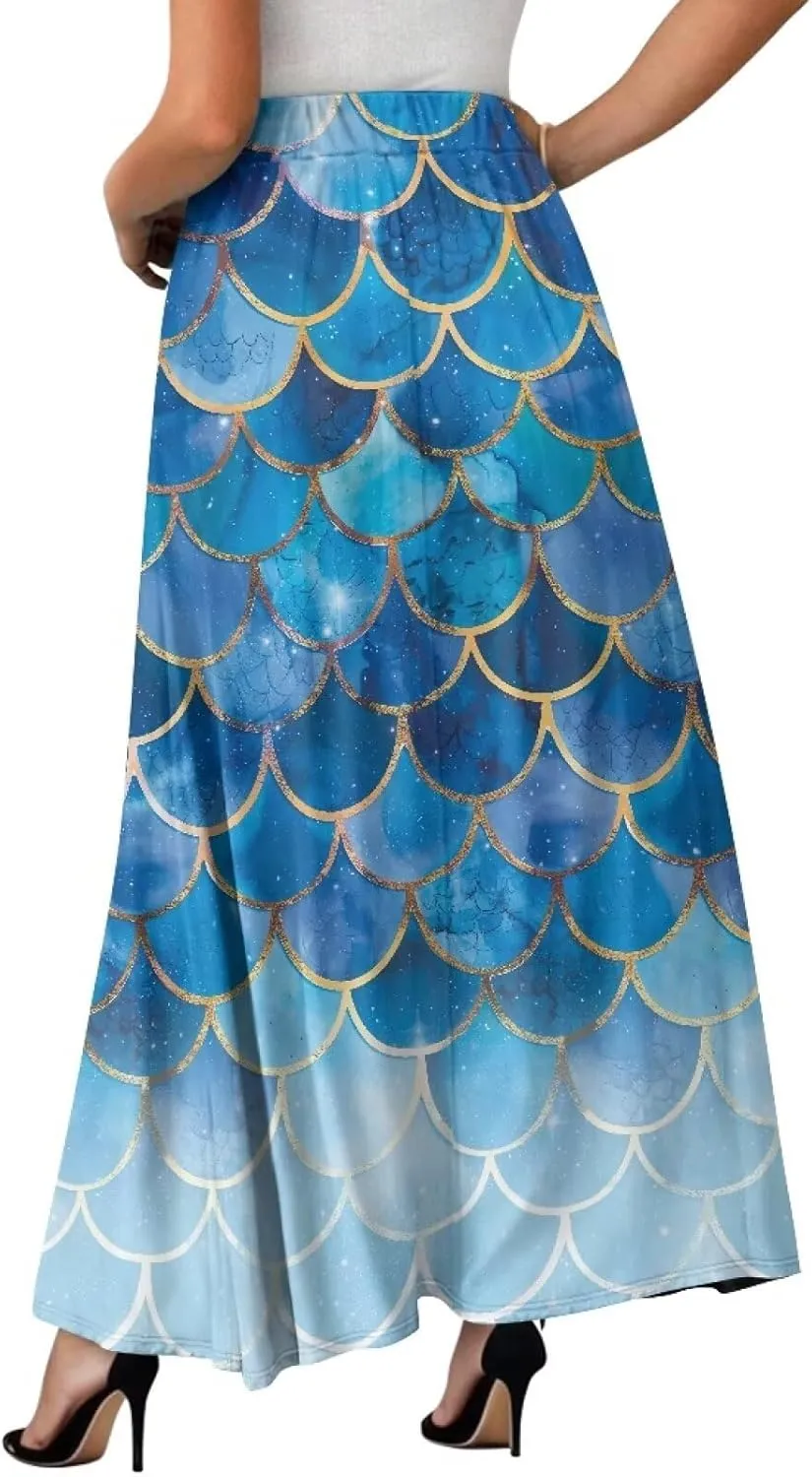 Women's Maxi Skirts High Waisted A-Line Elegant Long Skirts Flowy Swing Casual Party Skirts Dress for Party Beach