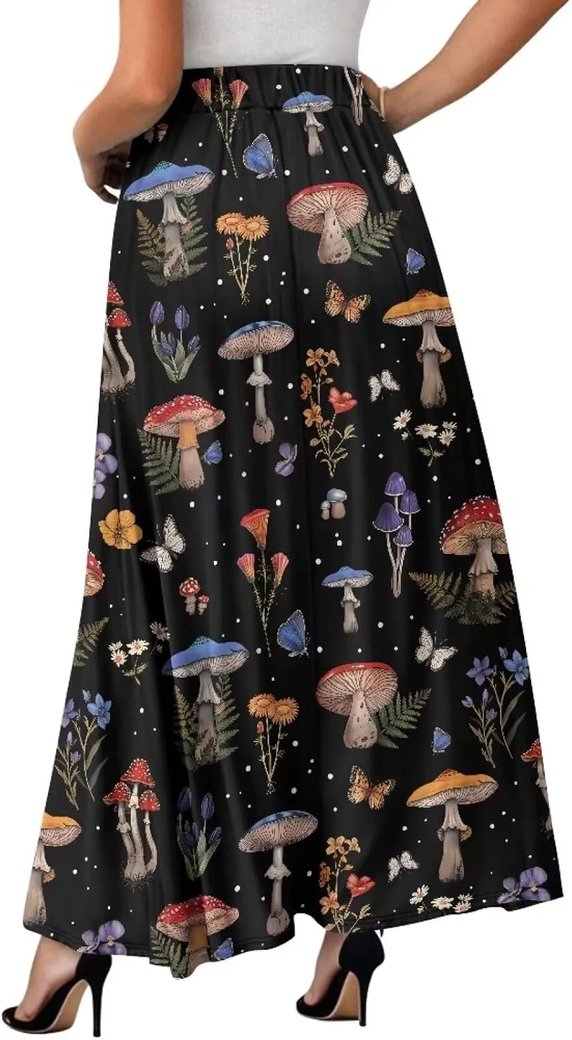 Women's Maxi Skirts High Waisted A-Line Elegant Long Skirts Flowy Swing Casual Party Skirts Dress for Party Beach