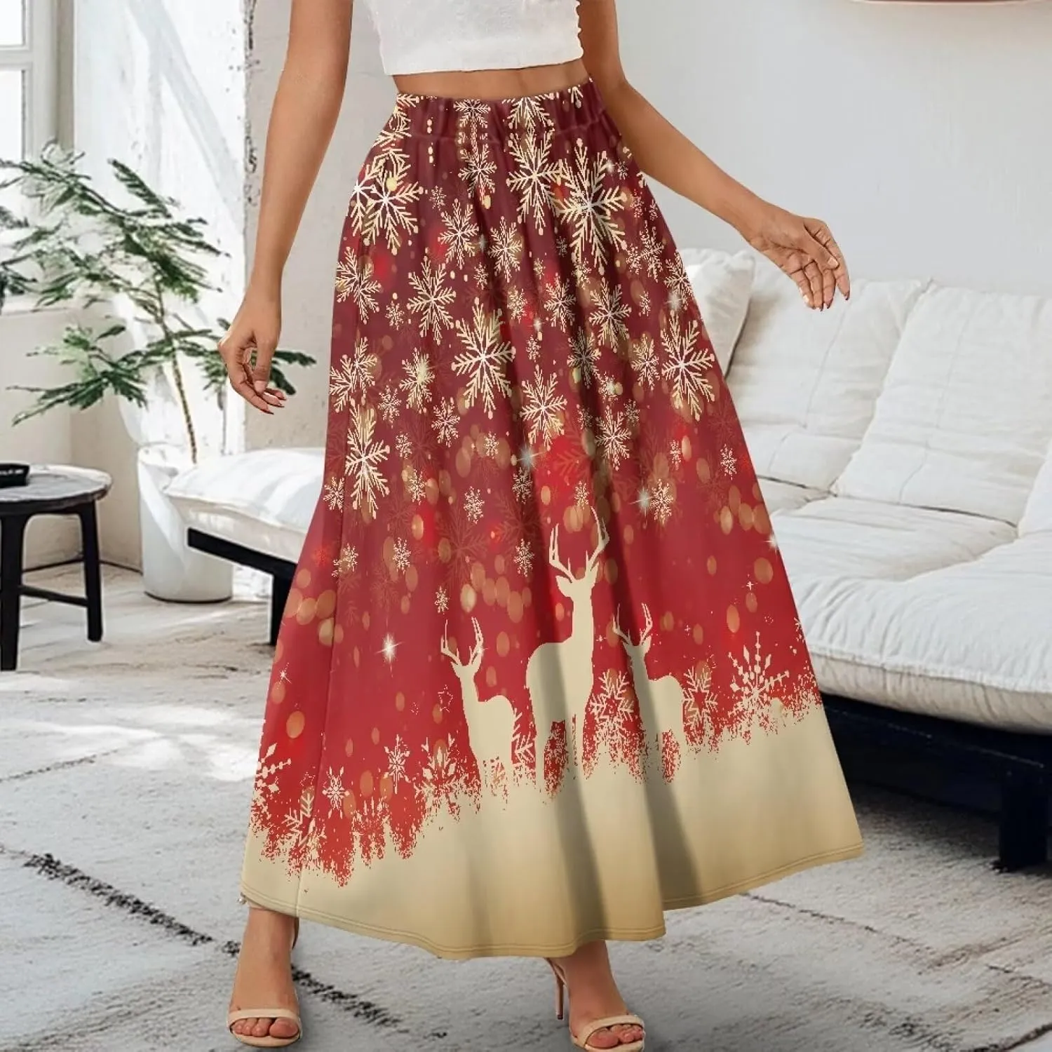 Women's Maxi Skirts High Waisted A-Line Elegant Long Skirts Flowy Swing Casual Party Skirts Dress for Party Beach