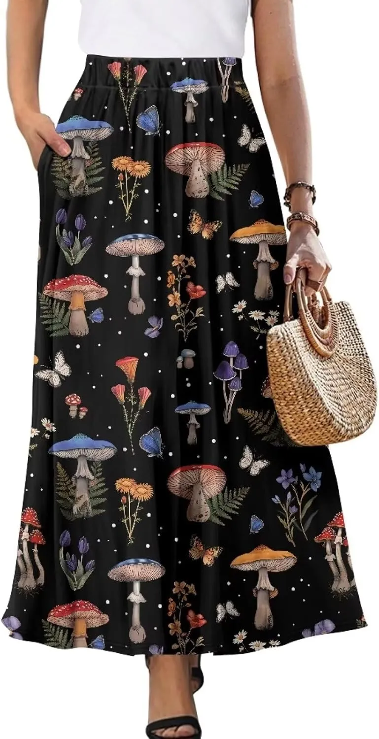 Women's Maxi Skirts High Waisted A-Line Elegant Long Skirts Flowy Swing Casual Party Skirts Dress for Party Beach