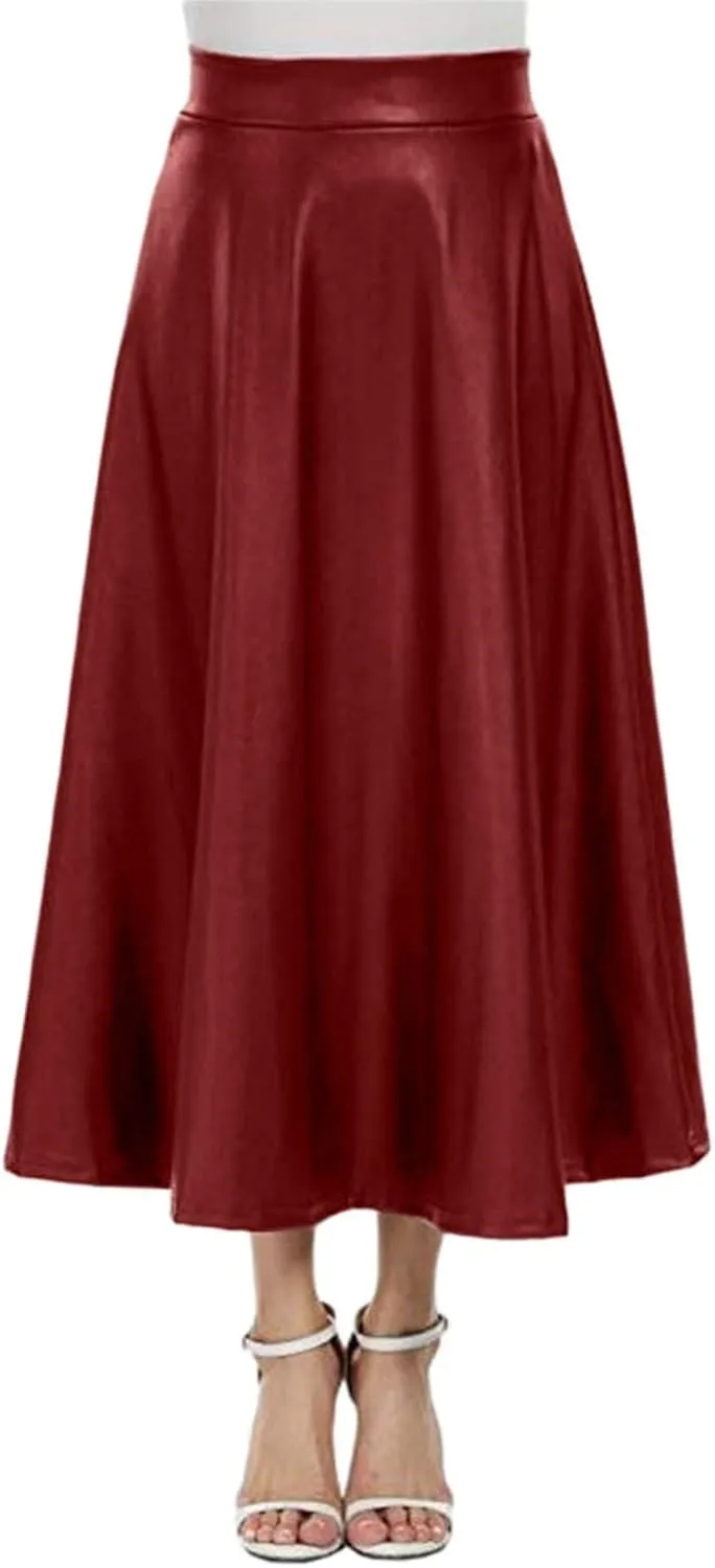 Womens Midi Skirts Women's Midi Skirt Summer Pleated Flowy Elastic High Waisted Skirts with Pockets Black Mini Skirt