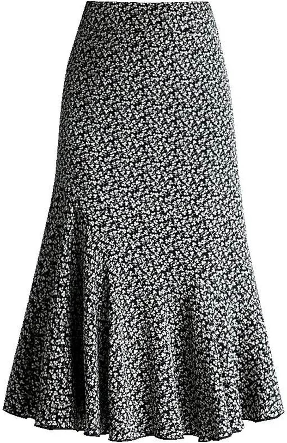 Women's Printed Zipper Folds Floral Skirts Summer Loose High Waist Trumpet Skirts