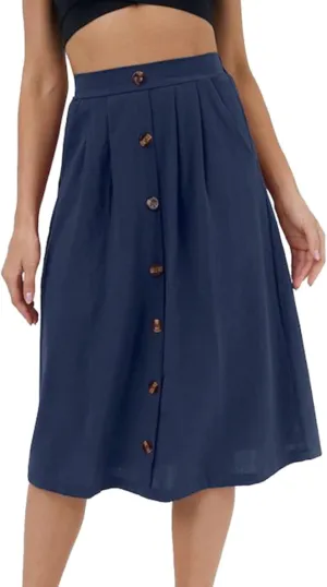 Womens Short Skirt 2024 Women Casual Skirts Frill Tie Waist A Line Midi Skirt With Pockets White Pleated Skirt