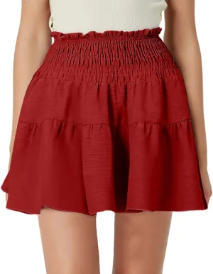 Women's Skirt Flowy A-Line Skirts High Waisted Peplum Mini Dress Summer Casual Y2K Pleated Cute Dress 2025 Fashion