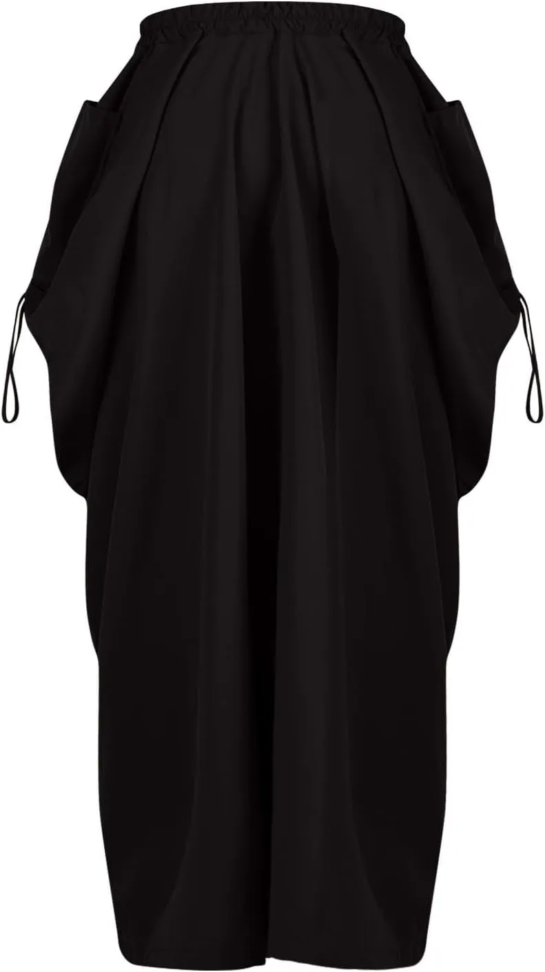 Women's Skirts 2025 Summer Fashion Bohemian Style Loose Pocket Midi Skirt Casual High Waisted Solid Color Skirt