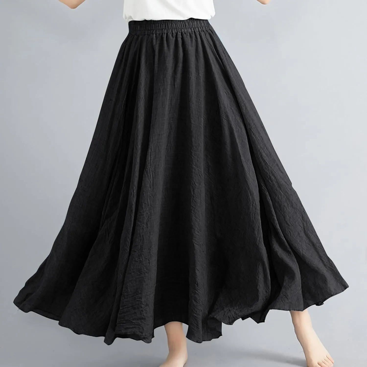 Women's Skirts Plus Size Maxi Flowy Baggy Skirt High Waisted A Line Long Skirts Solid Color Comfort Skirt 2025 New