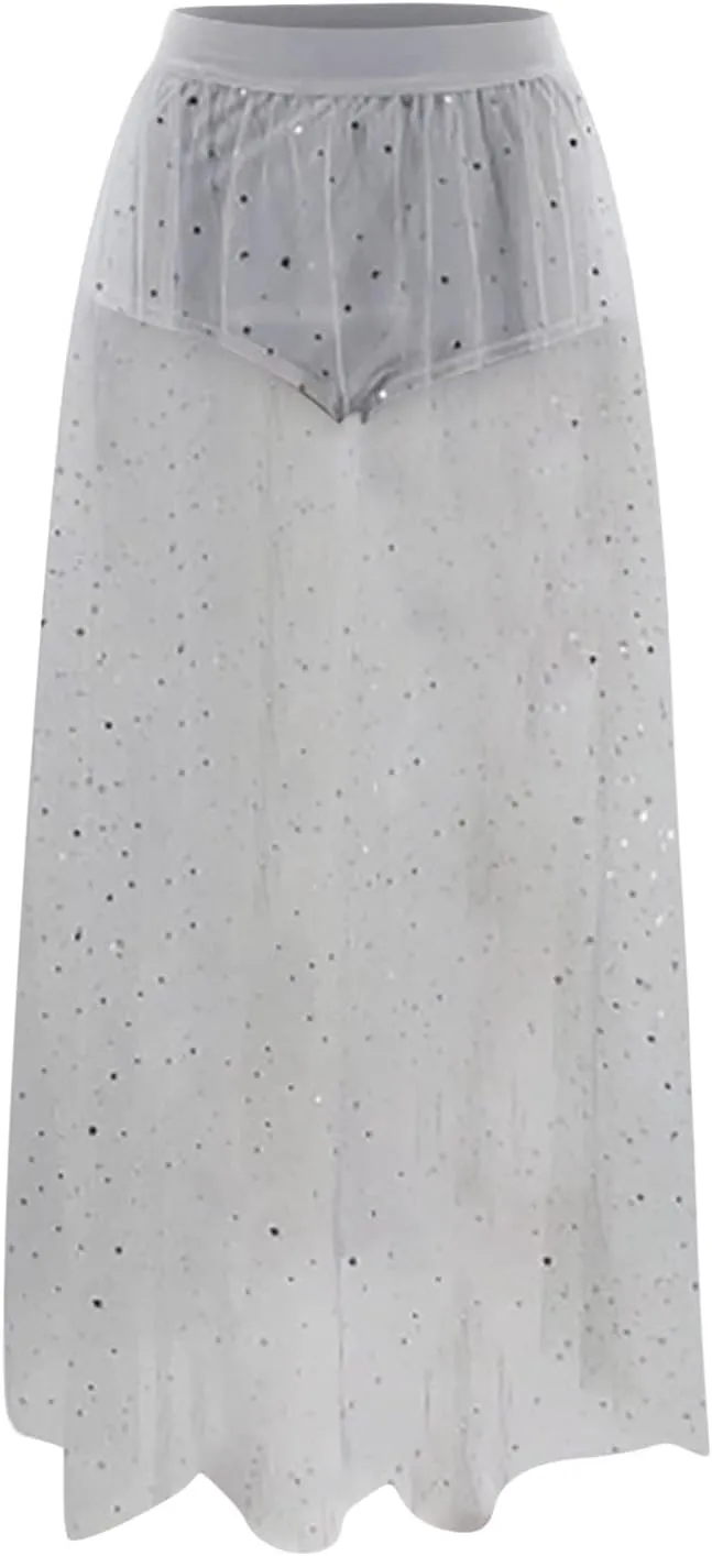 Womens Skirts Women Midi Skirt Summer Pleated Flowy Elastic High Waisted Skirts with Pockets Pencil Skirt for