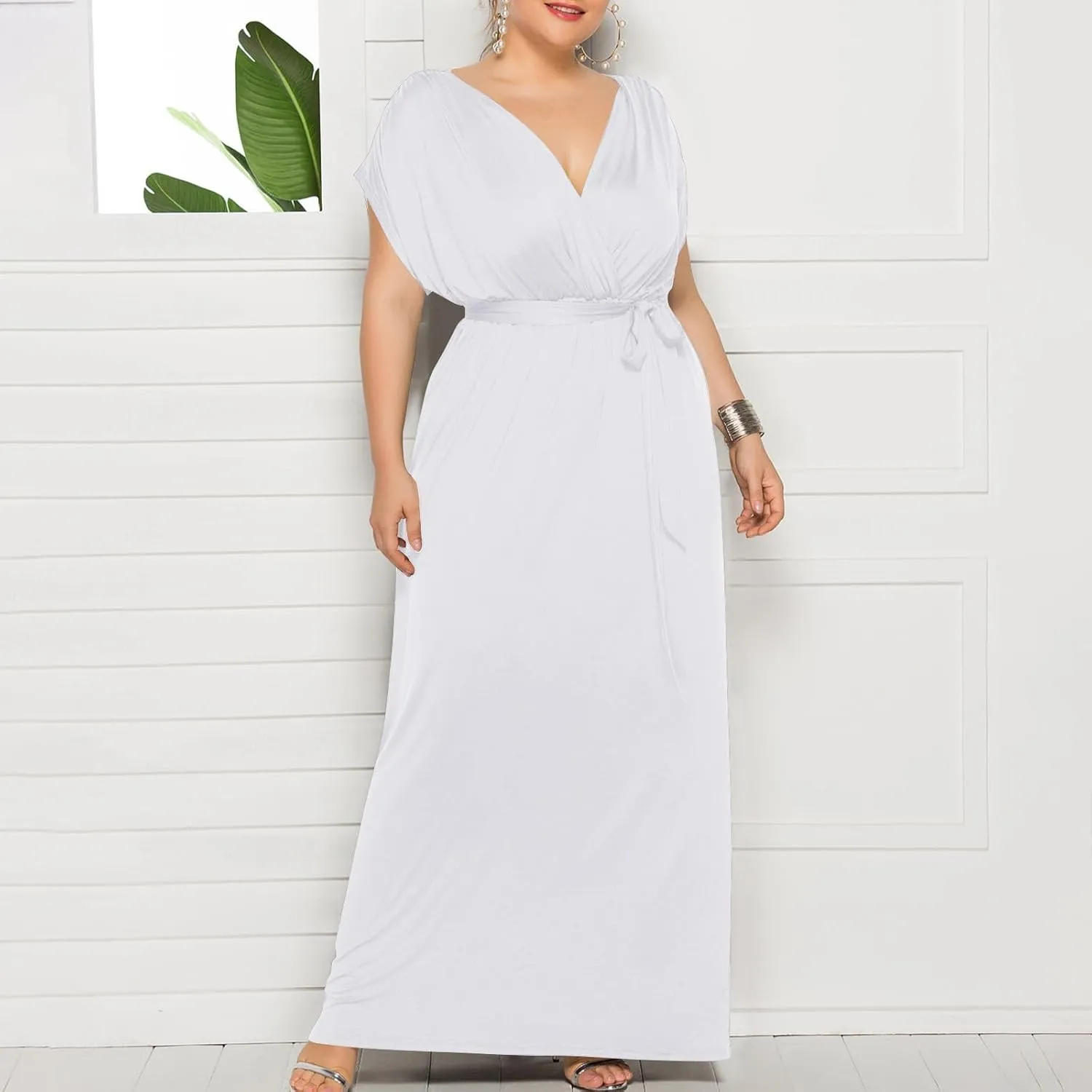 Womens Solid Summer Dresses 2025 Resort V Neck Short Sleeve Hollow Out Lace Ruffle Casual Beach Mini Vacation Dress