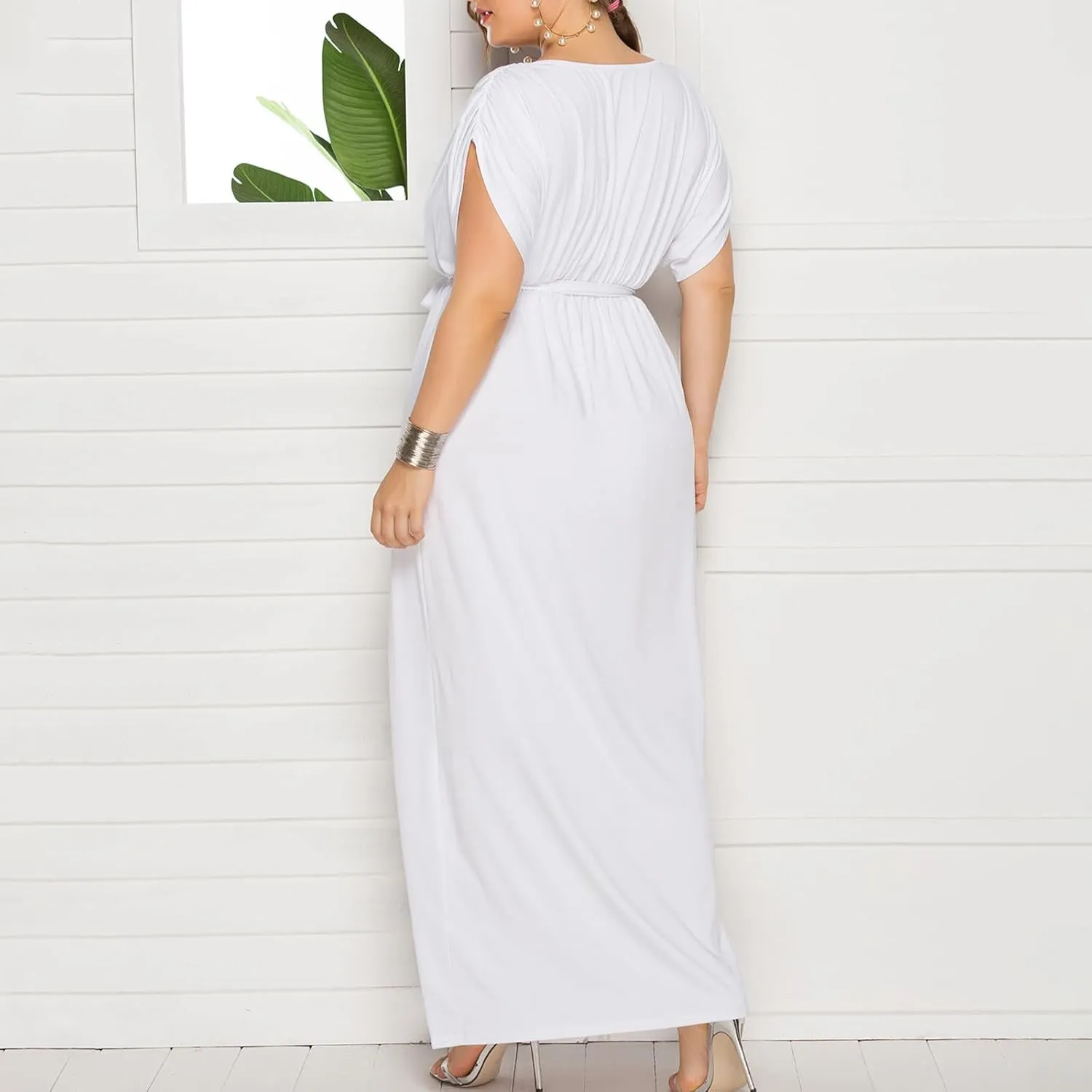 Womens Solid Summer Dresses 2025 Resort V Neck Short Sleeve Hollow Out Lace Ruffle Casual Beach Mini Vacation Dress