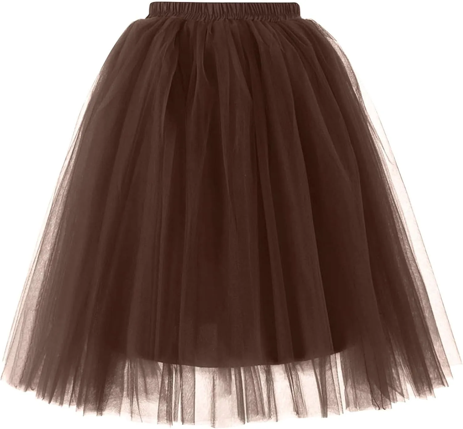 Women's Summer Casual Loose Trendy Elastic High Waist Solid Color Fluffy Mesh Party Flowy A-Line Latin Skirts, M-XL