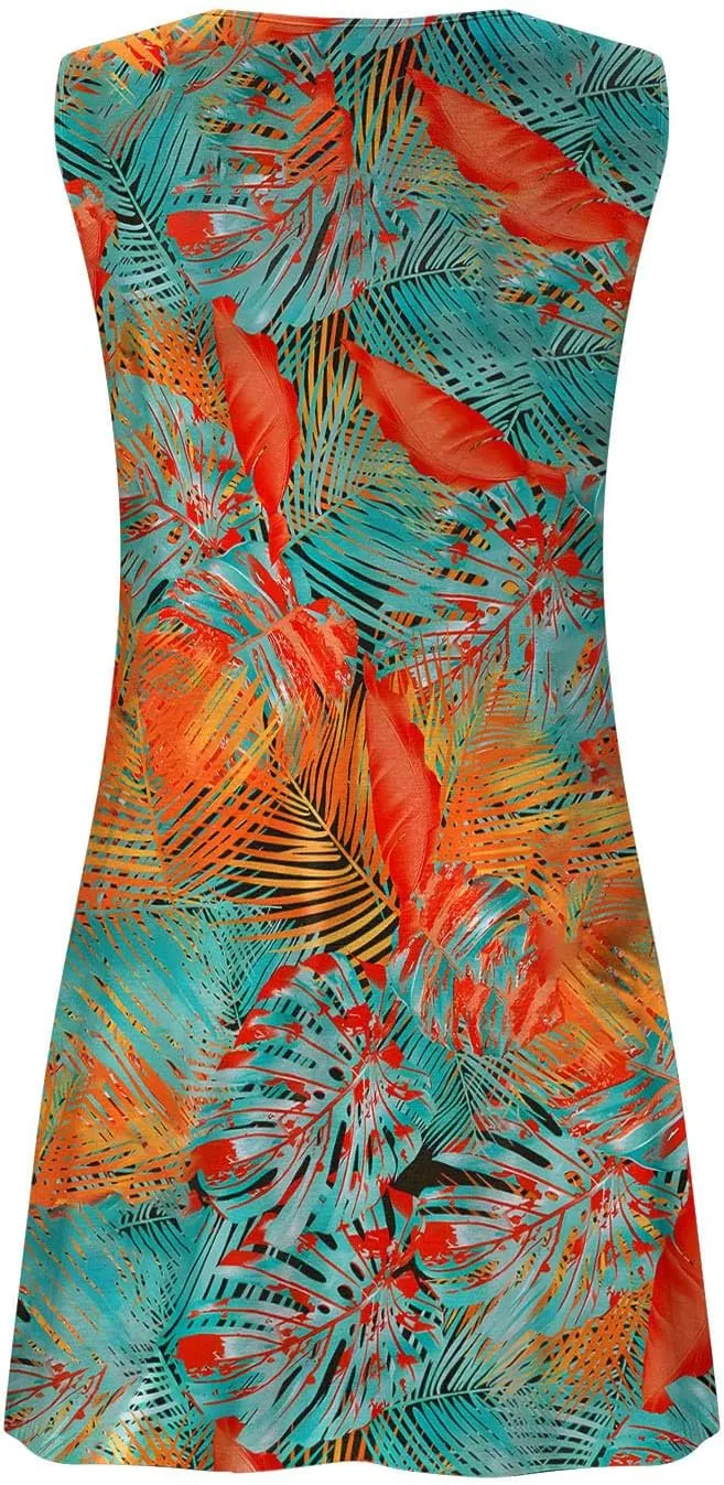 Womens Summer Dresses Sleeveless Floral Beach Dress V Neck Ruffle Dress Holiday Dresses for Women 2025