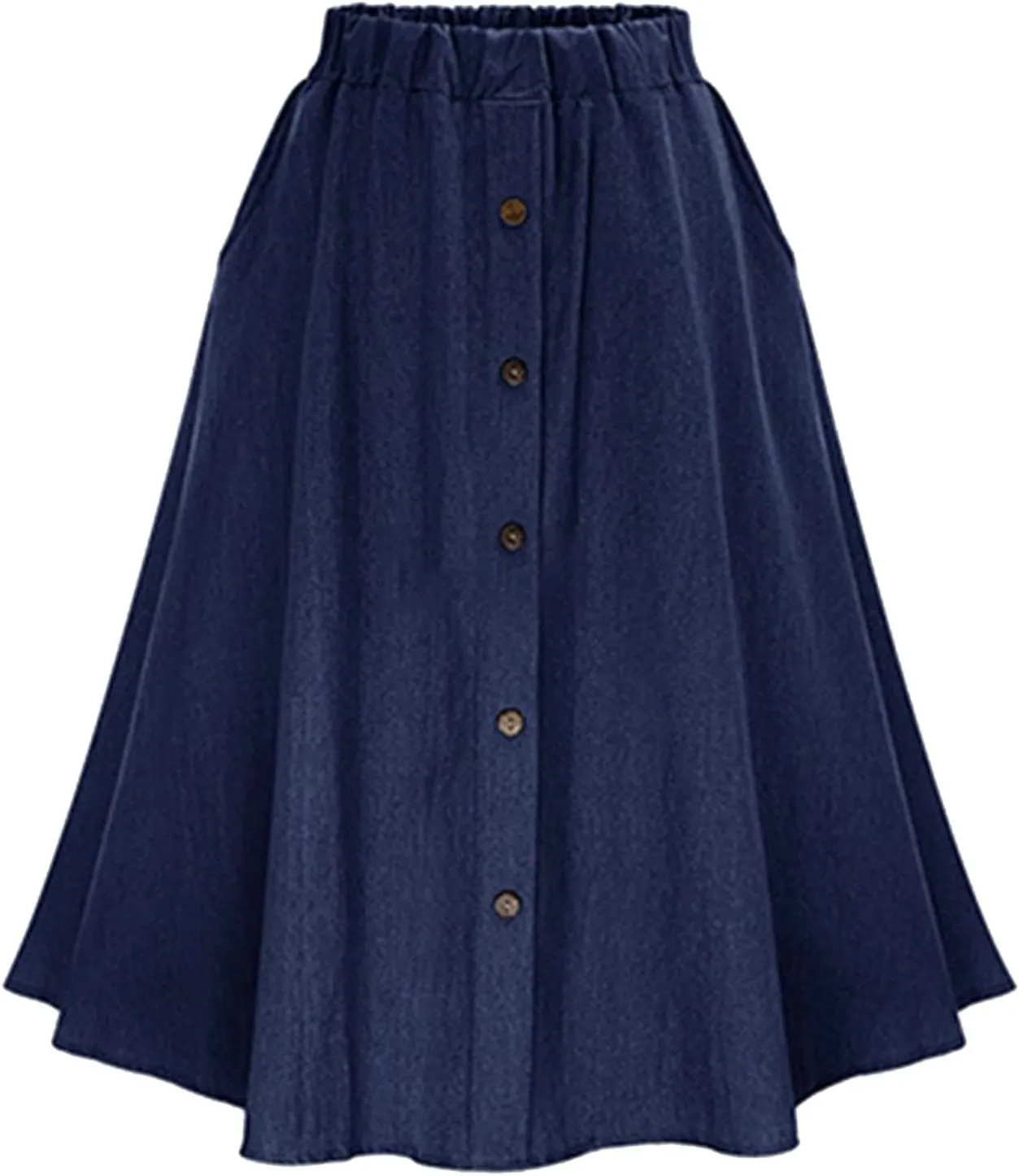 Womens Summer Skirts Women's Plus Size Button Down Denim Skirt High Waisted Casual Loose Jean Midi Skirts with Pockets