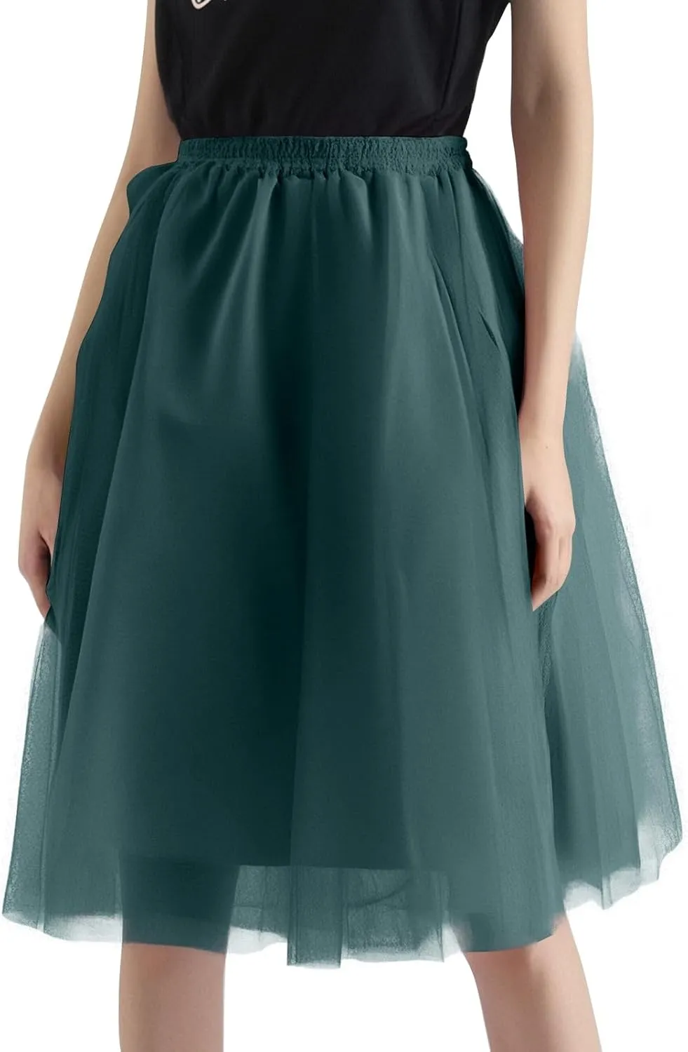 Women's Sundresses Summer Casual Loose Trendy Elastic High Waist Solid Color Party Dance Fluffy Mesh Tulle Skirts 2025, S-2XL
