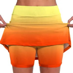 Women's Tennis Golf Skirts Gradient High Waisted Inner Shorts for Athletic Skorts with Pockets, S-5XL