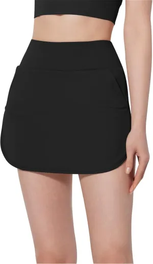 Womens Workout Skorts Trendy Casual Pencil Athletic Mini Skorts High Waist Tight Fitness Yoga Bodycon Tennis Skirts