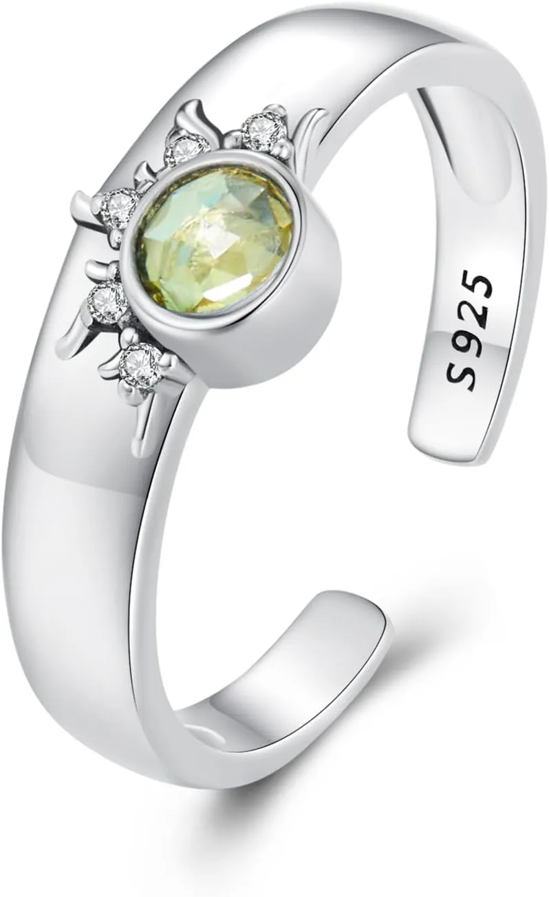 WOSTU 925 Sterling Silver Vivid Dragonfly Open Ring Sun and Moon Ring Dragon Animal Adjustable Rings for Women Stackable Rings Jewelry Gift