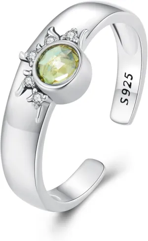 WOSTU 925 Sterling Silver Vivid Dragonfly Open Ring Sun and Moon Ring Dragon Animal Adjustable Rings for Women Stackable Rings Jewelry Gift