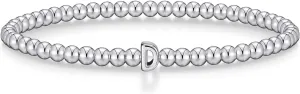Wowshow Gold Bracelets for Women, 18K Gold Plated Stretch Initial Beaded Bracelets with A-Z Letter Charm Jewelry Gifts for Mother's Day Valentines Christmas