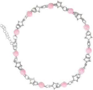 Y2K Star Pearl Beaded Chain Adjustable Bracelet Punk Gothic Link Dainty Bracelet Resin Transparent Star Cool Jewelry