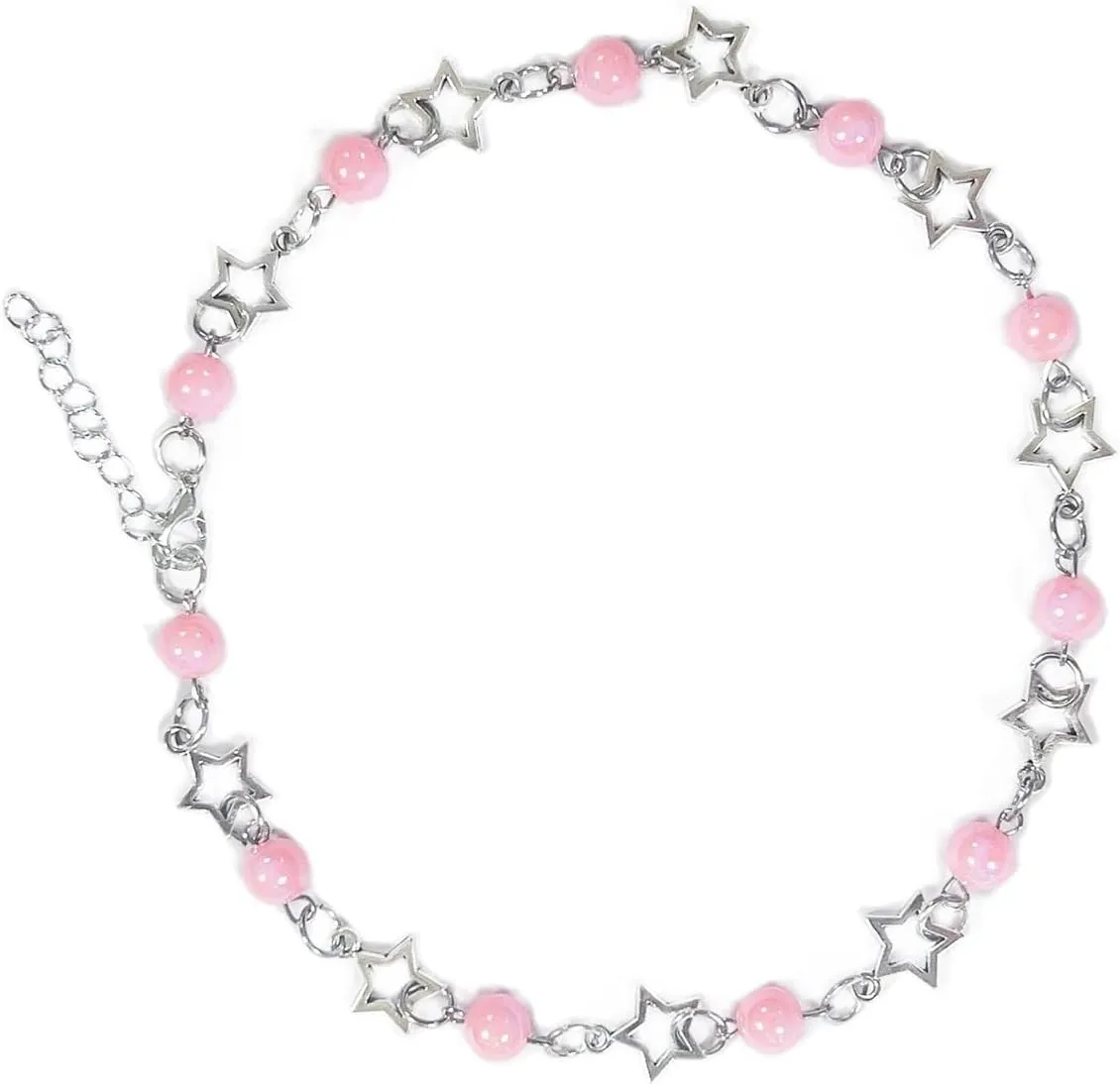 Y2K Star Pearl Beaded Chain Adjustable Bracelet Punk Gothic Link Dainty Bracelet Resin Transparent Star Cool Jewelry