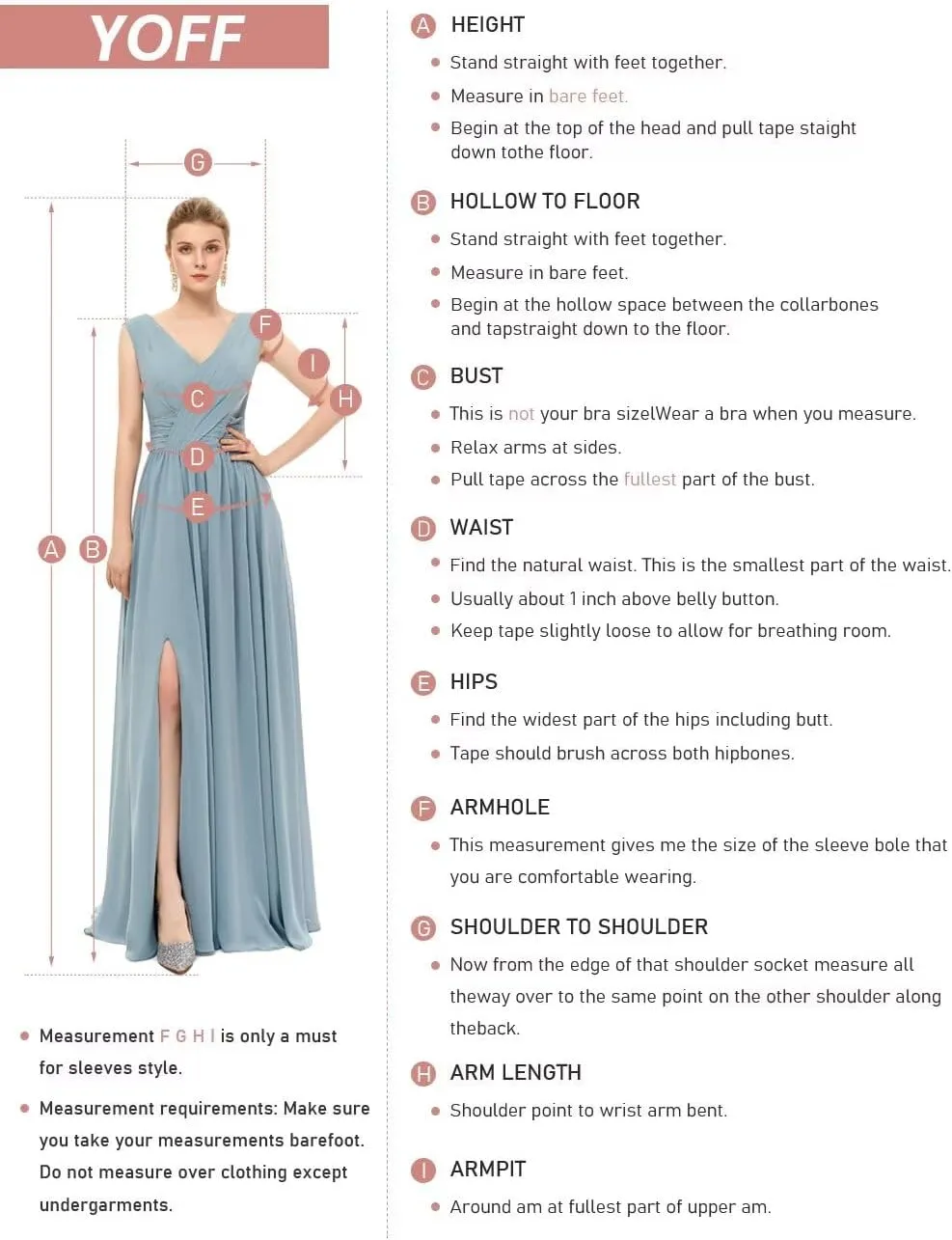 YOFF Women's Double V-Neck Bridesmaid Drsses with Slit Long Pleated Chiffon Evening Party Gowns YO077